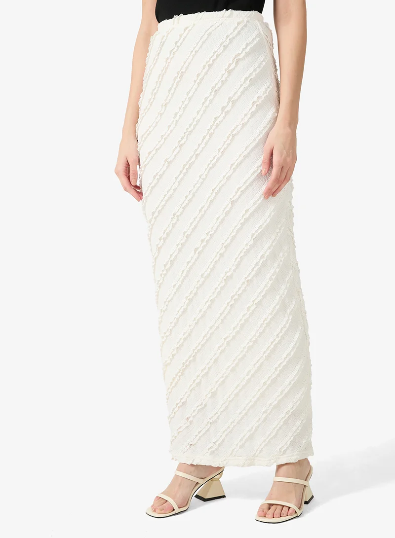 ELLA Column Skirt With Aysmmetric Fringe